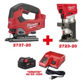 2737-20 Sierra caladora M18 FUEL™ + 2723-20 ROUTER COMPACTO M18 FUEL™ + 48-59-1850 KIT CARGADOR BATERIA REDLITHIUM™