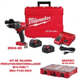 P124-2904 Kit de taladro percutor/destornillador M18 FUEL™ de 1/2″ 2904-22